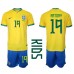 Billige Brasil Antony #19 Hjemmetrøye Barn VM 2022 Kortermet (+ korte bukser)